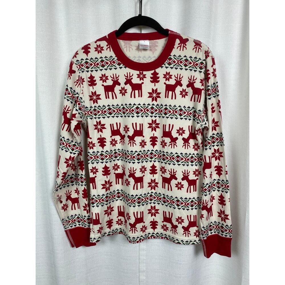 Hanna Andersson Cream&Red Deer Print Holiday Pajama Set Sz.S - Picture 7 of 11
